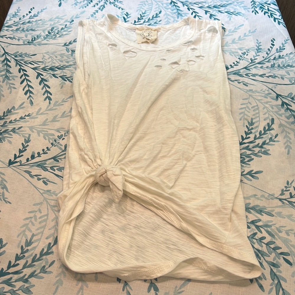 White distressed tank
